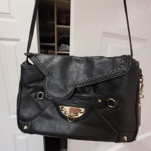 Sam Edelman black leather purse gold spikes